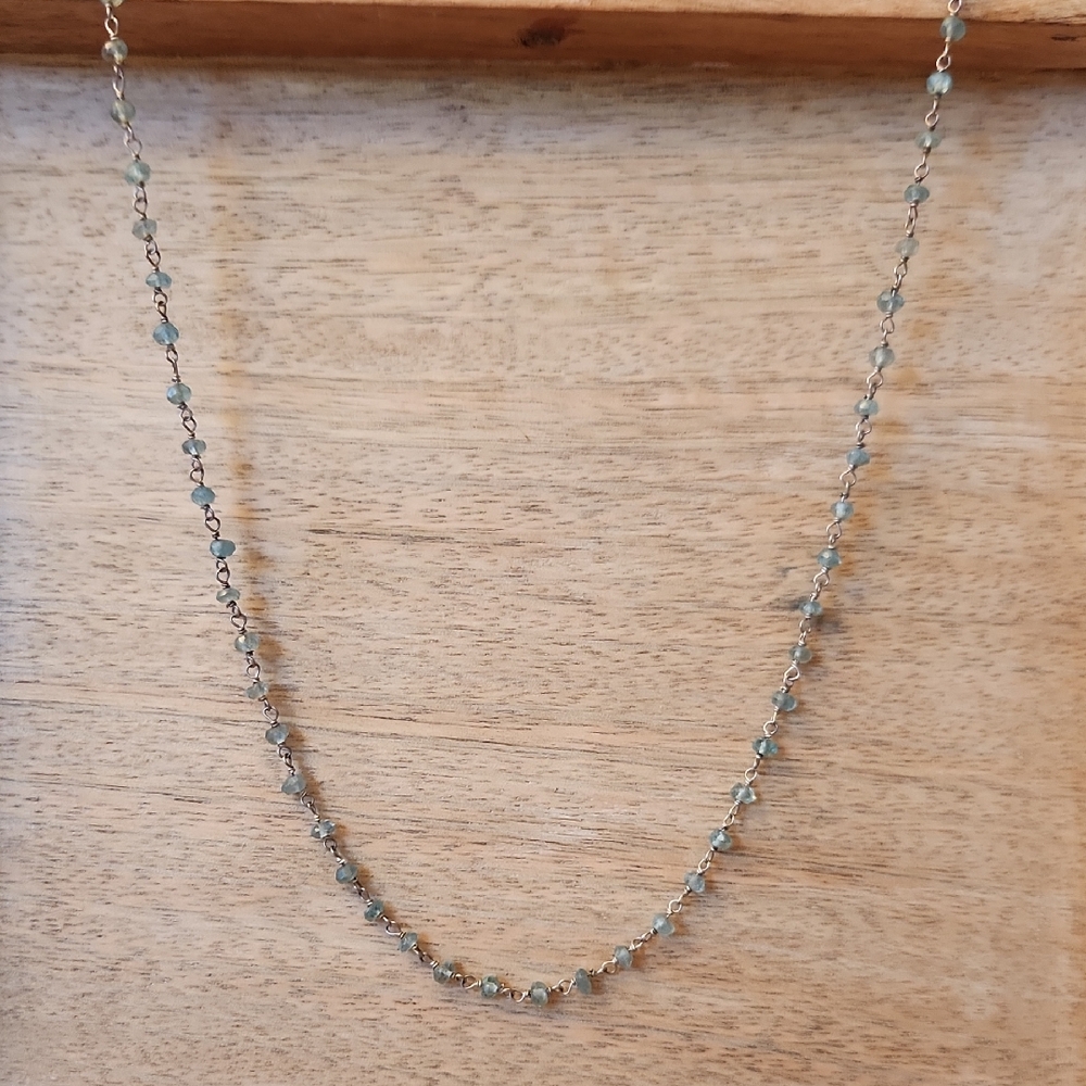 Elegant Silver and Green Beaded Necklace